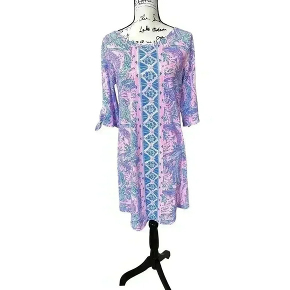 NWT LIlly Pulitzer Preston Dress Coastal Blue Maybe Gator Size M - Picture 1 of 15